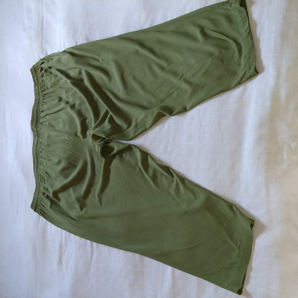Torrid Taper Green Stretch Challis Pants high rise Tie Front Pants size 3 / 3X - Picture 5 of 15